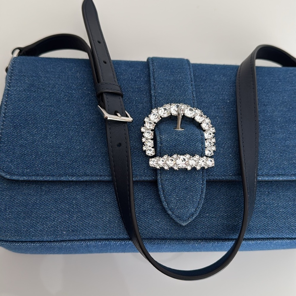 Jimmy Choo Denim Shoulder Bag with Adjustable Strap & Matching Compact Wallet - Picture 11 of 17